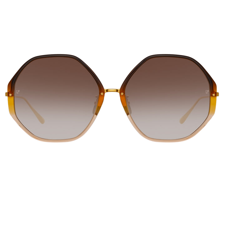 Alona Hexagon Sunglasses In Brown Gradient By Linda Farrow Linda Farrow Uk 