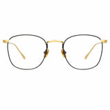 The Simon | Square Optical Frame in Yellow Gold and Black (C18)