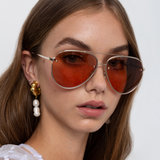 Russo Aviator Sunglasses with Coral Lens