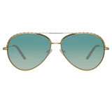Matthew Williamson Magnolia Sunglasses in Light Gold and Green